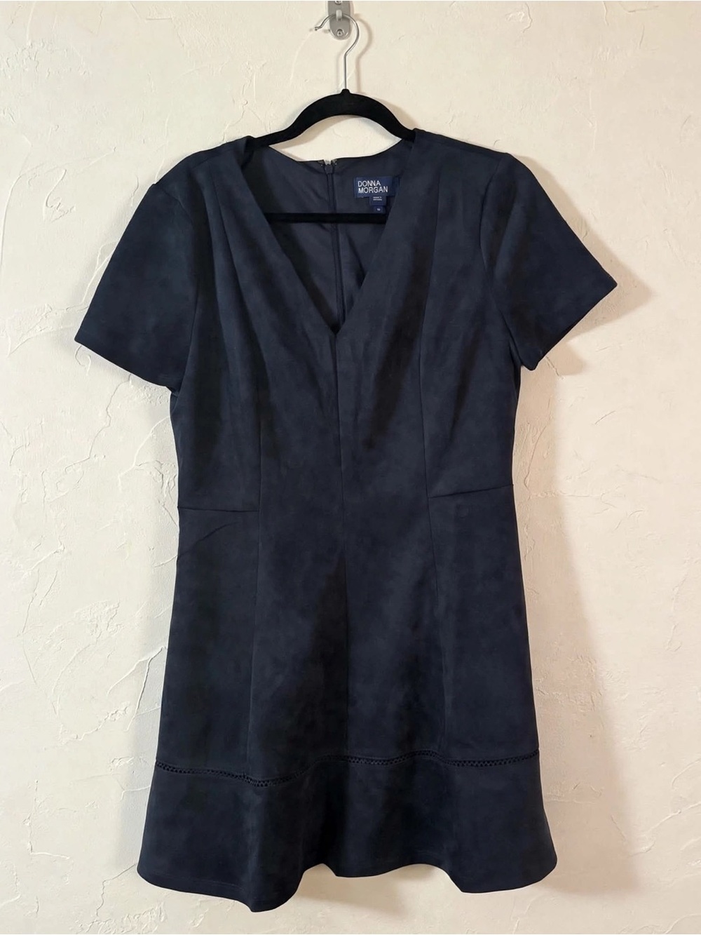 Donna Morgan Navy Faux Suede A-Line Dress NWOT Size 12